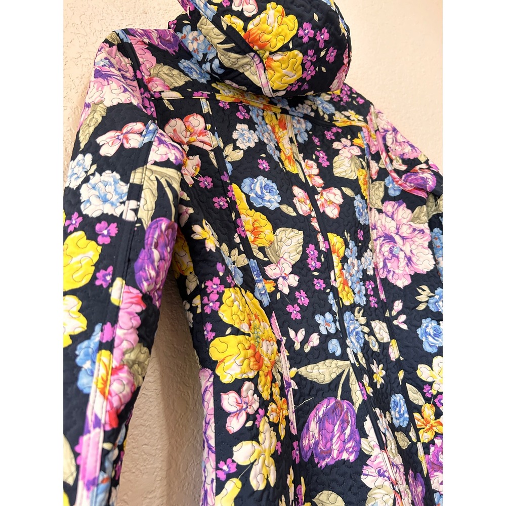 Neo Quilted Floral Maxi Coat Black Dark Floral Whimsigoth Hooded Jacket Cottage - Picture 11 of 16